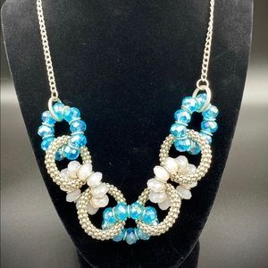 NY brand crystal necklace. Baby blue and silver